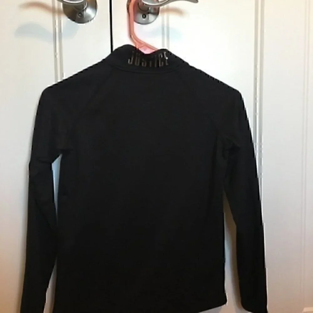 Justice Girls size 10 black  1/4 zip jacket